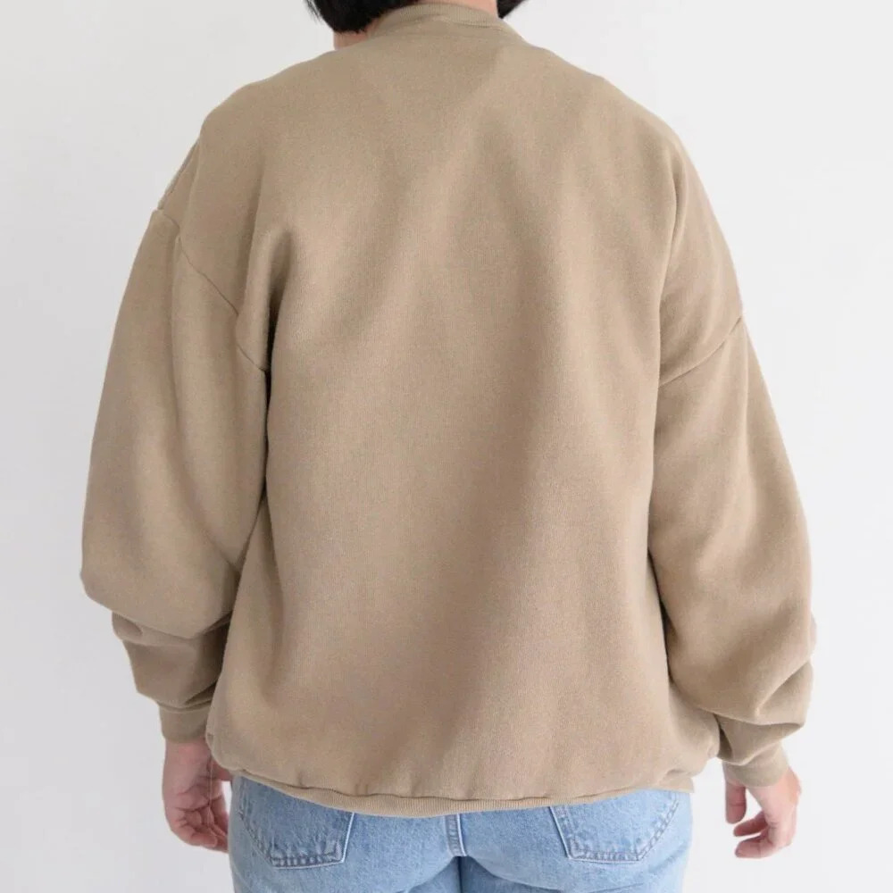 Vintage Jerzees Tan Floral Zip Up With Hidden Pockets Sweater Large - Picture 3 of 12